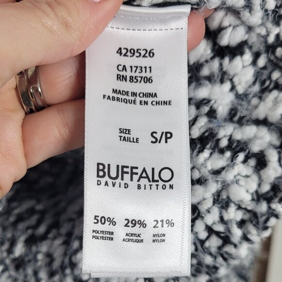Buffalo David Bitton Women Black White Long Sleeve Knit Pullover Sweater Size S - Picture 9 of 14